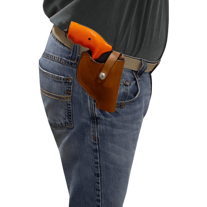ALFA Leather Pistol Holster with Pistol on Side