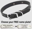 BLACK The Roxy Premium 2-Ply Leather Standard Dog Collar