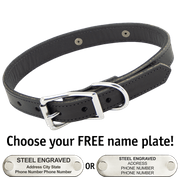  shop BLACK The Roxy Premium 2-Ply Leather Standard Dog Collar