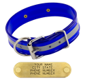 BLUE 1-1/2 in. Beaded Reflective D-End Dog Collar