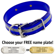  shop BLUE 1-1/2 in. Beaded Reflective D-End Dog Collar