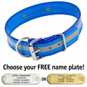 BLUE 1-1/2 in. Beaded Reflective D-End Dog Collar