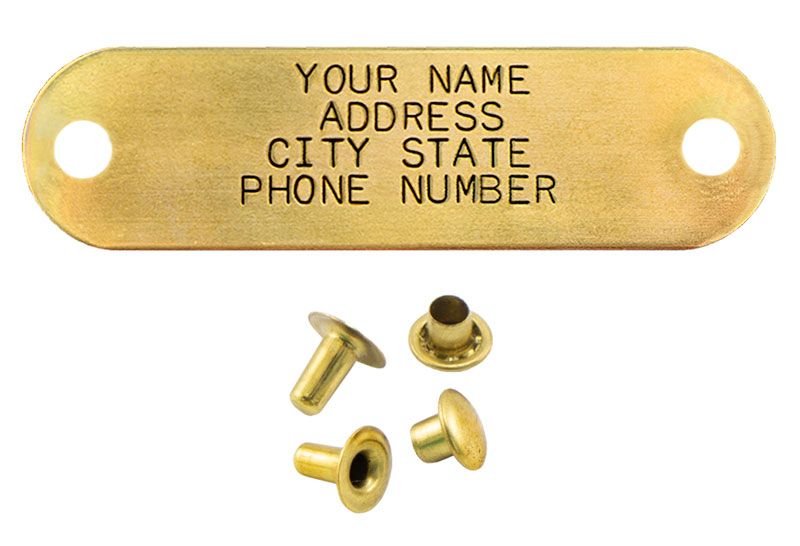 Additional Brass Stamped ID Name Plate with Rivets. 2.95.