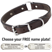  shop CHOCOLATE BROWN The Bull Premium 2-Ply Leather O-Ring Dog Collar