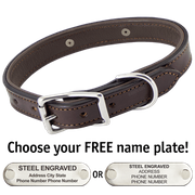  shop CHOCOLATE BROWN The Bull Premium 2-Ply Leather Standard Dog Collar