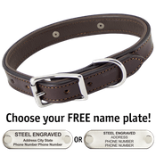  shop CHOCOLATE BROWN The Bull Premium 2-Ply Leather Standard Dog Collar