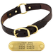 1 in. Dark Brown Leather Center-Ring Safety Dog Collar with Name Plate