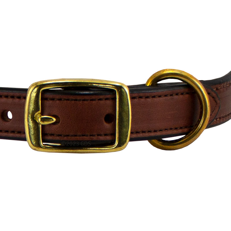 MOPIX Deluxe Leather Dog Collar Front of Buckle Detail.
