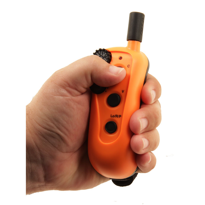 DT Systems R.A.P.T. 1450 Upland Transmitter in Hand Front Button