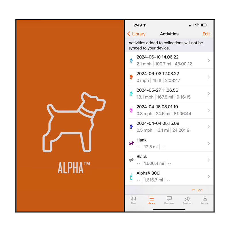 Garmin Alpha LTE App Screen Details