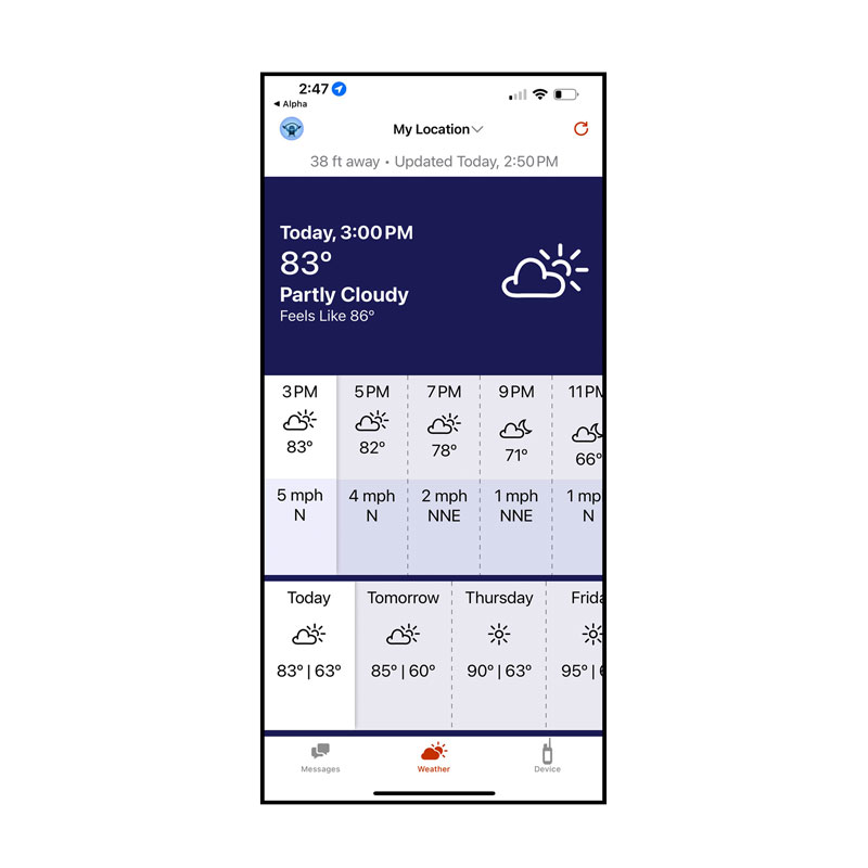 Garmin Alpha LTE App Screen Details