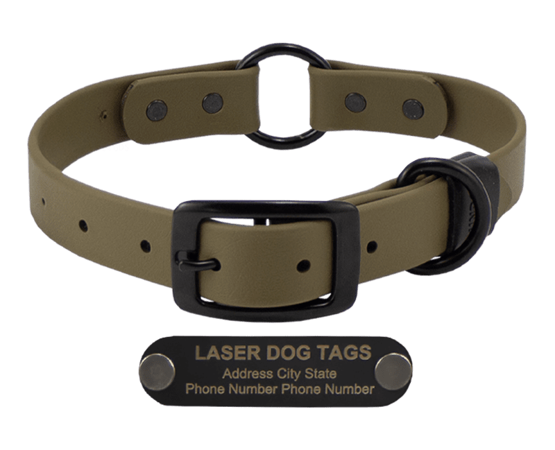 STEALTH Dawg OLIVE GREEN 1 in. Biothane ORing Collar with Black