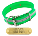 GREEN 1-1/2 in. Beaded Reflective D-End Dog Collar