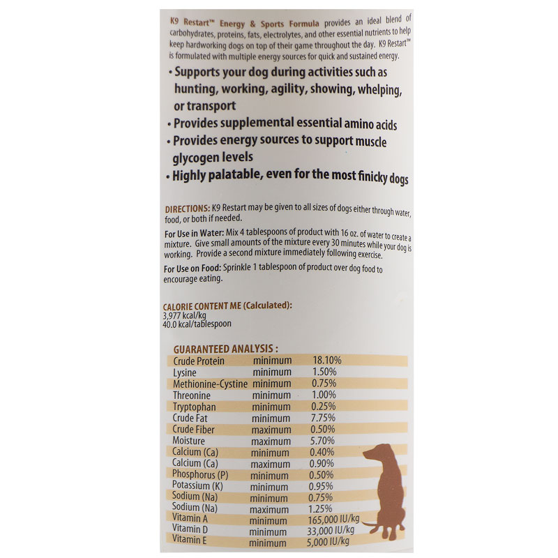 K9 Restart Ingredient Label