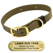  shop LASER Brass Dawg -- OLIVE GREEN 1 in. Biothane Standard Collar