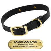  shop LASER Brass Dawg -- BLACK 1 in. Biothane Standard Collar