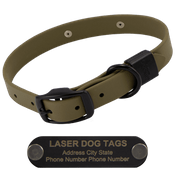  shop STEALTH Dawg -- OLIVE GREEN 1 in. Biothane Standard Dog Collar with Black Hardware