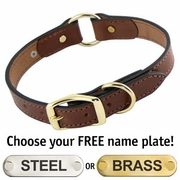 Leather Dog Collar with Name Plate