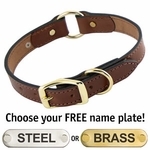 Leather Dog Collar with Name Plate