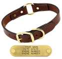 Leather Dog Collar with Stamped Name Plate