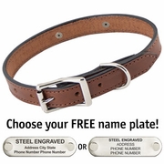 MAHOGANY The Belle Deluxe Leather Standard Dog Collar