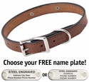 MAHOGANY The Belle Deluxe Leather Standard Dog Collar