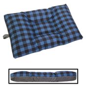  shop MEDIUM Bizzy Beds&#174; Dog Bed with Zipper -- Buffalo Plaid Blue / Gray Two-Tone