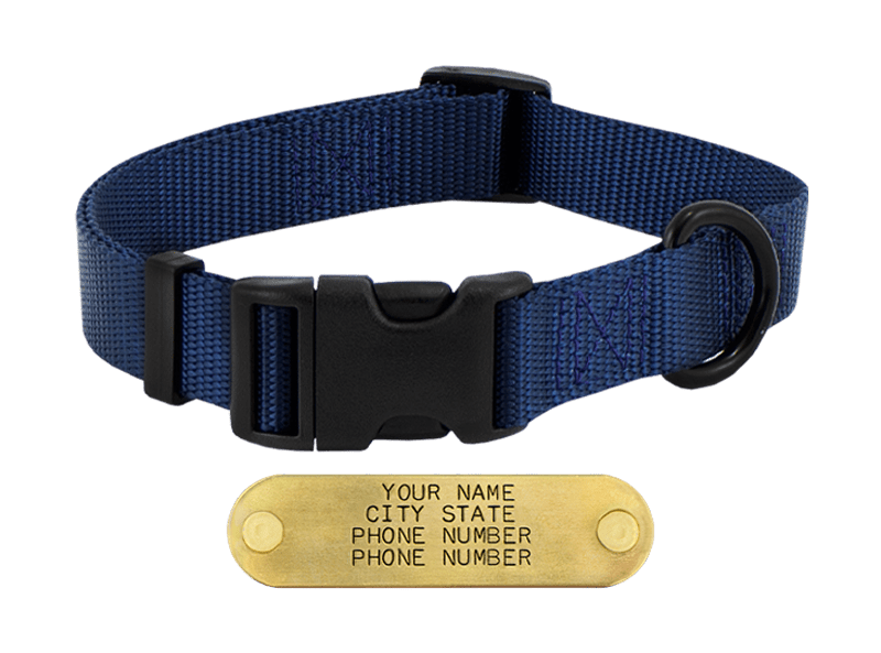 NAVY BLUE LONG 1 in. QUICK DAWG Nylon Quick Release Collar Gun Dog Supply