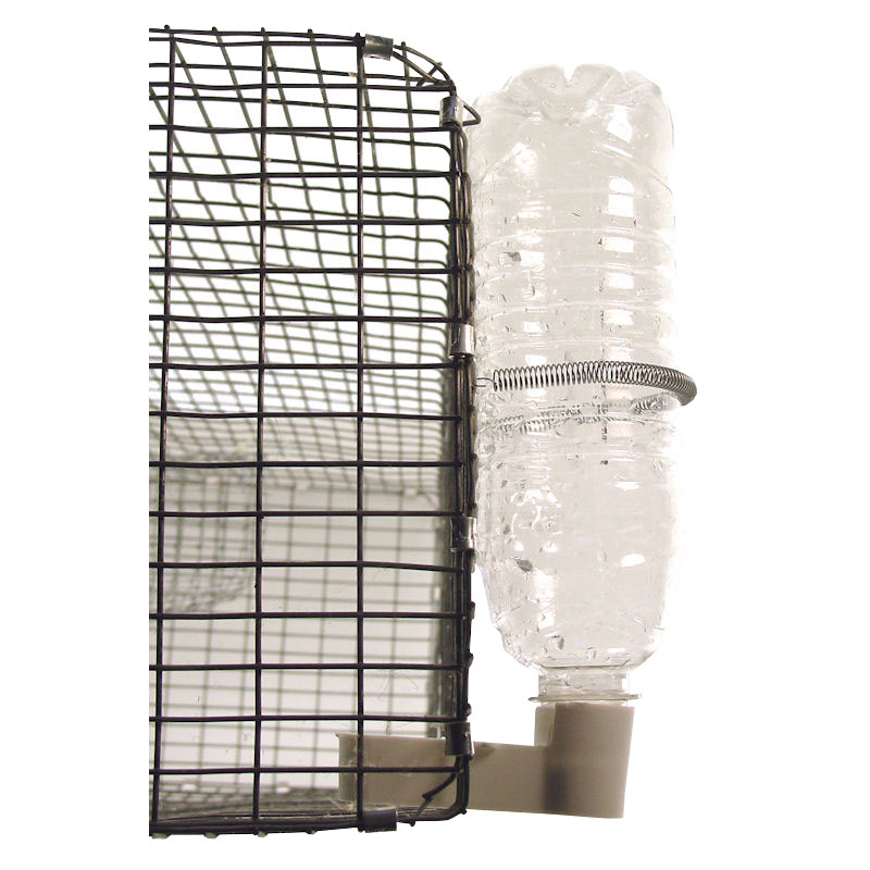Pop Bottle Waterer Installed on Cage