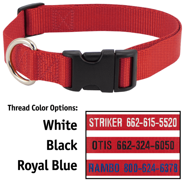 RED 1 in. Custom Embroidered Kwik Klip Nylon Dog Collar. 23.99.