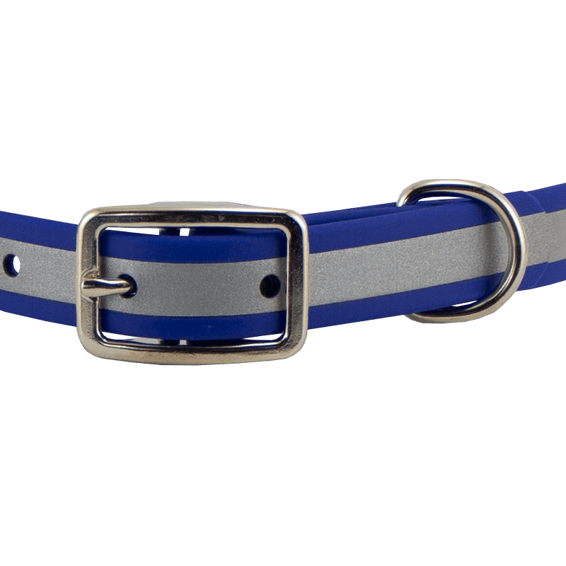 Reflective Biothane Center Ring Collar Buckle Front