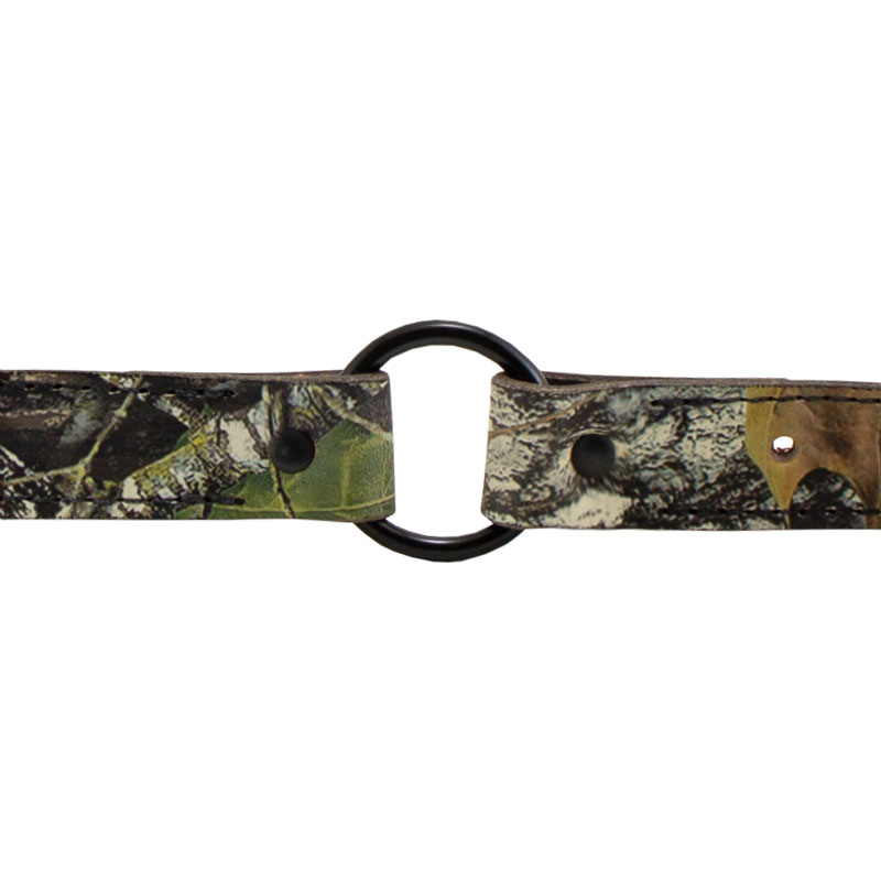 1 in. Camo Leather Center-Ring Safety Dog Collar Outside of Ring Detail