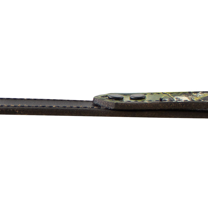 Camo Leather Snap Lead Attachment Edge Detail