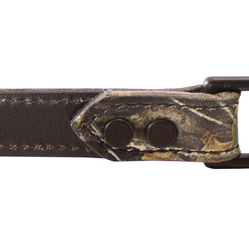 Camo Leather Snap Lead Hardware Attachment Detail