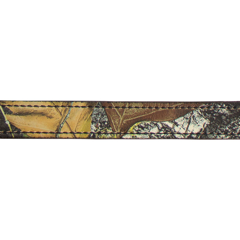 Camo Leather Snap Lead Material Detail