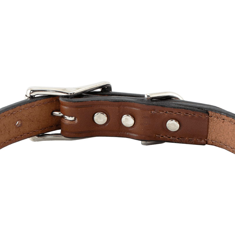 Mahogany Leather Dog Collar Back of Buckle Detail