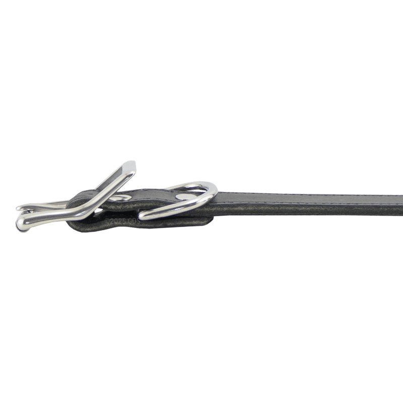 Black Leather Dog Collar Buckle Edge Detail