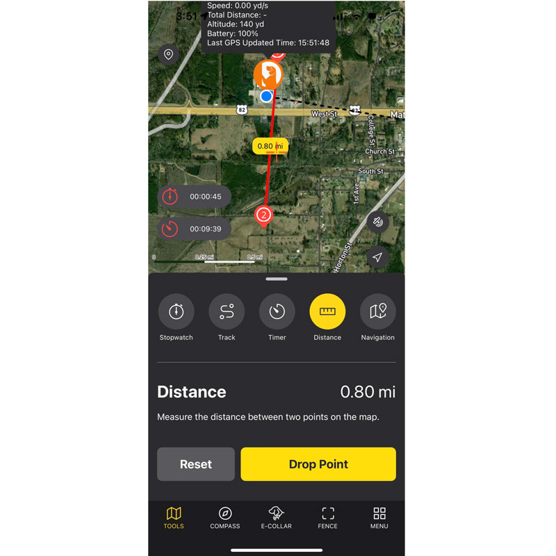Pathfinder 2 Compass Distance Screen