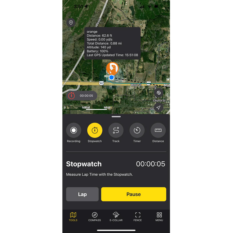 Pathfinder 2 Compass Stopwatch Screen