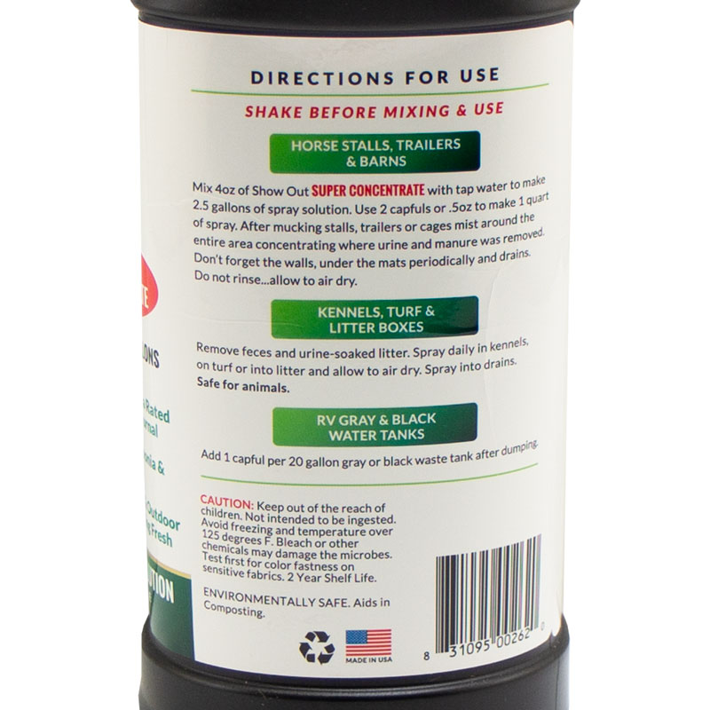 Show Out Odor Control Directions