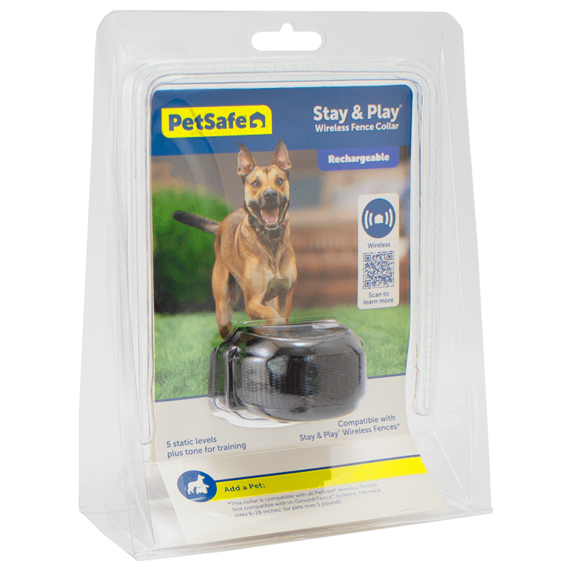 Stay + Play Wireless Pet Fence Collar Packaging Detail