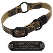  shop STEALTH Dawg -- CAMO 1 in. Biothane O-Ring Dog Collar with Black Hardware