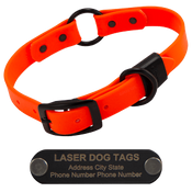  shop STEALTH Dawg -- ORANGE 1 in. Biothane O-Ring Collar with Black Hardware