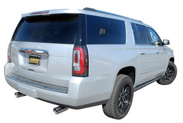 Performance Curve 2009-2014 Chevy Avalanche, GMC Yukon XL, Suburban 5.3L Cat-Back Dual Exhaust Kit – Aggressive Tone, 3” Front Pipe, 2.5” Tail Pipes, 4” Black Rolled Tips, 16-Gauge Aluminized Steel, FlowSound 2-Chamber Muffler