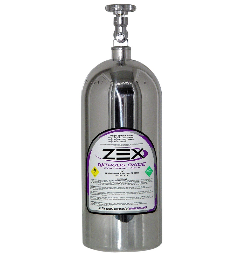 Zex Nitrous Bottles Zex Polished 10lb Nitrous Bottle with Valve