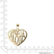 14K Gold Aloha Heart with Diamond Cuts Pendant Hawaii