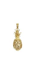 14K Gold Diamond Cut Pineapple Pendant M Hawaii