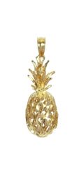 14K Gold Diamond Cut Pineapple Pendant XL Hawaii