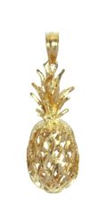 14K Gold Diamond Cut Pineapple Pendant 2L Hawaii