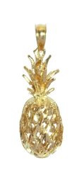 14K Gold Diamond Cut Pineapple Pendant 3L Hawaii